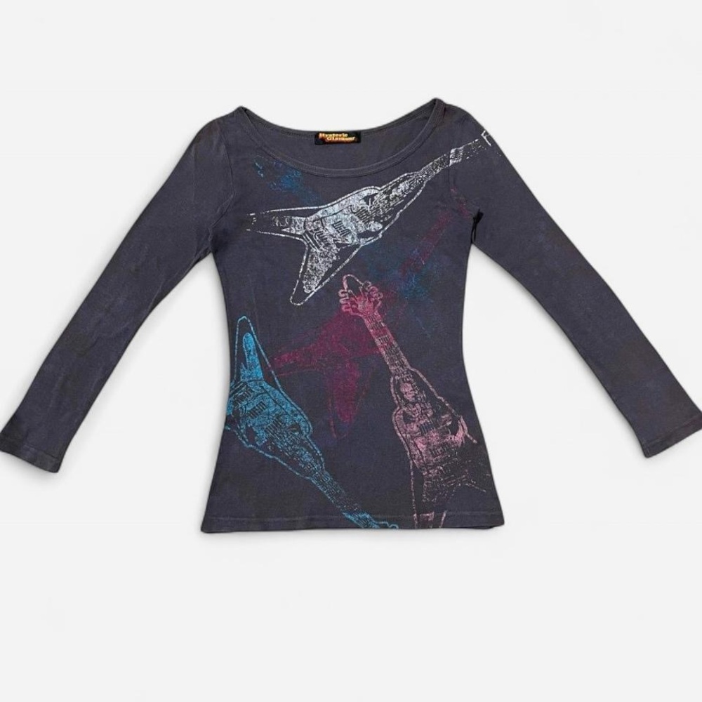 Super rare Hysteric Glamour Black & multi-coloured  guitar 🎸 long sleeve top